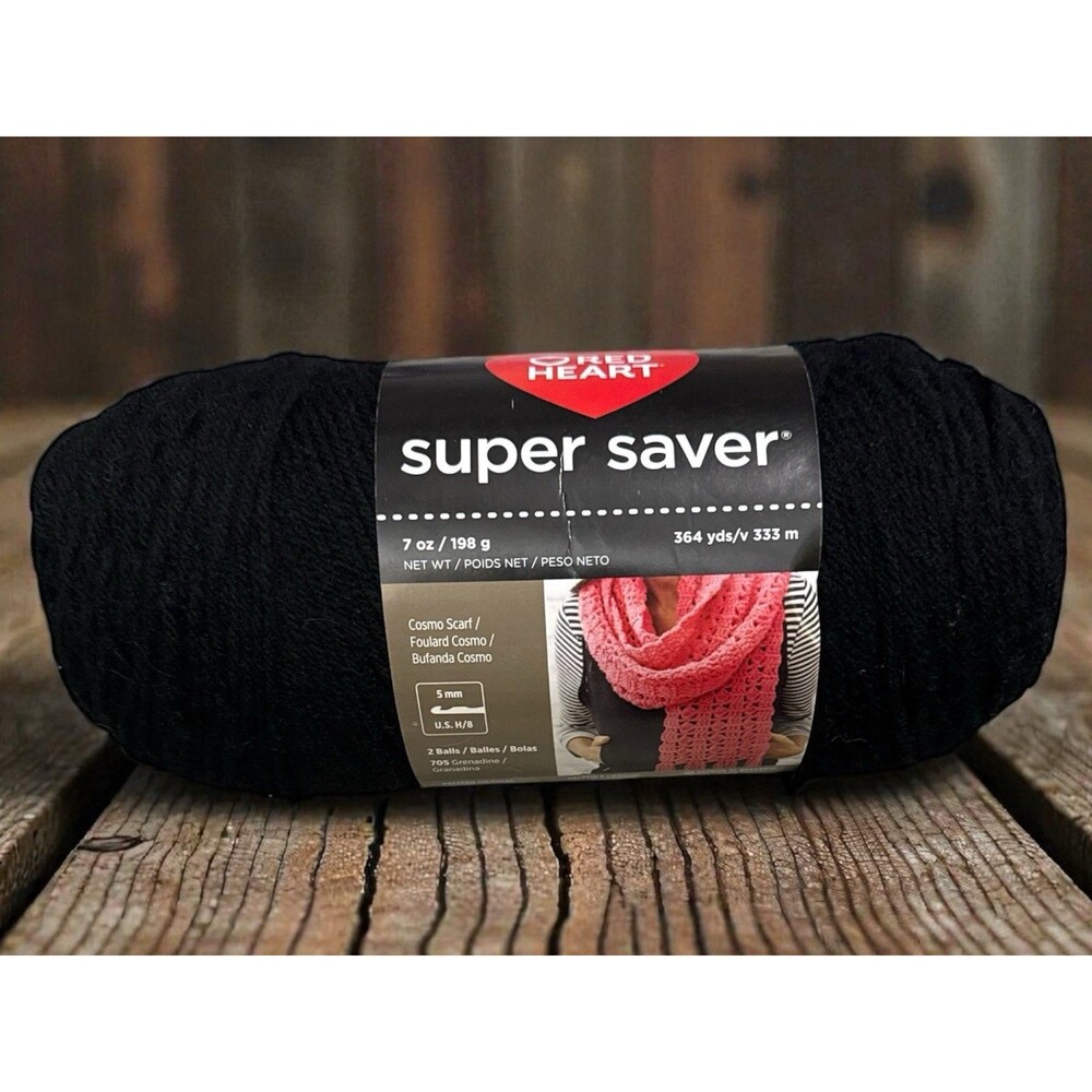 Red Heart Yarn Super Saver Yarn 312 Black